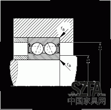 角接觸球軸承 30/8-B-2Z-TVH, 雙列，雙側(cè)間隙密封，接觸角 α = 25°