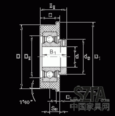 外球面球軸承 CRB30/92, 帶橡膠插入件，偏心鎖圈定位，兩側(cè) P 型密封